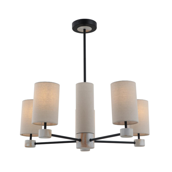 5-Lights Lininė smėlio spalvos metalinė pakabinama lempa