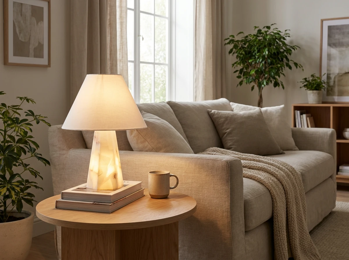 luxury alabaster bedside table lamp